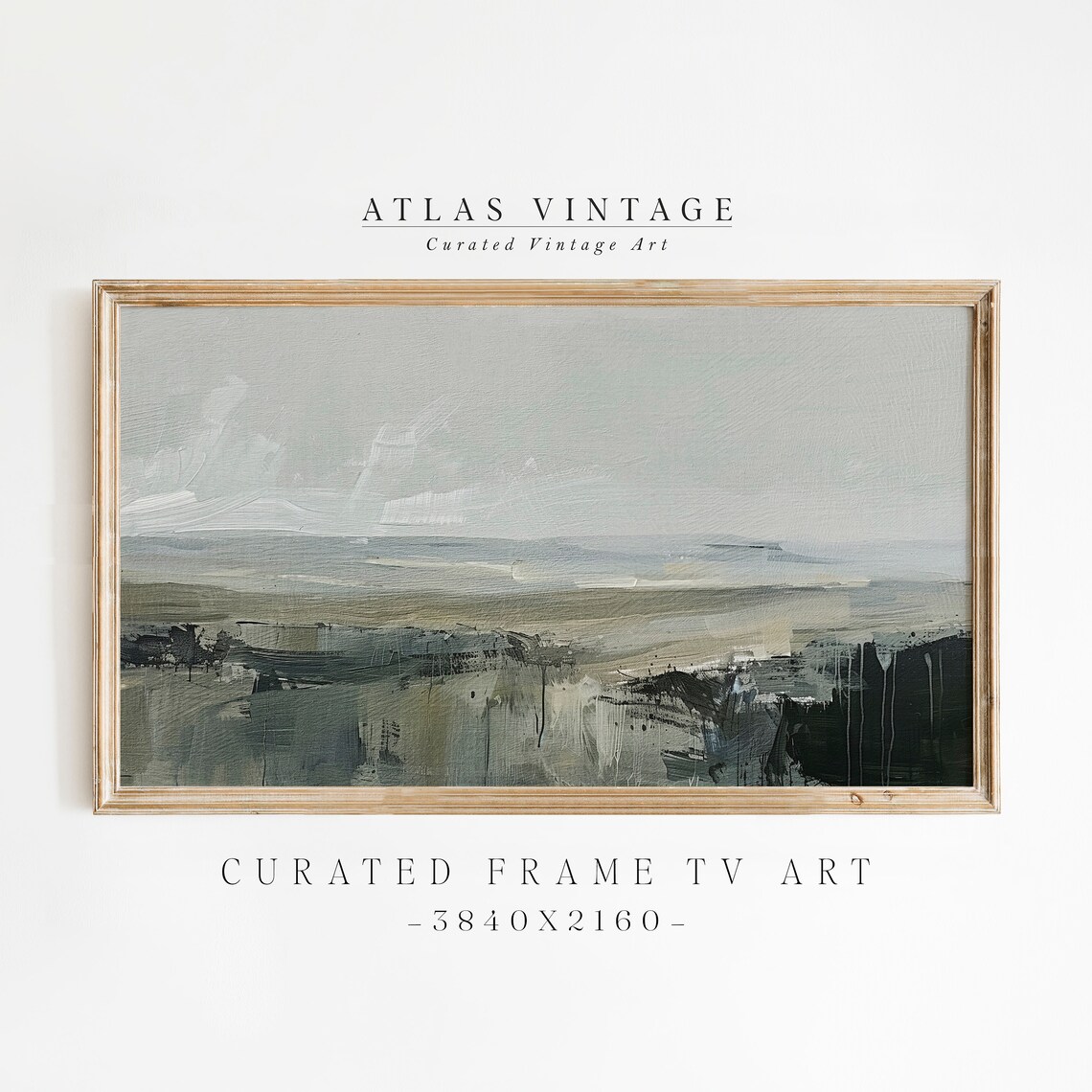 Abstract Gray Green Coastal Landscape Modern Neutral Seascape Art Poster