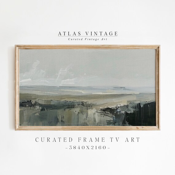 Abstract Gray Green Coastal Landscape Modern Neutral Seascape Art Poster