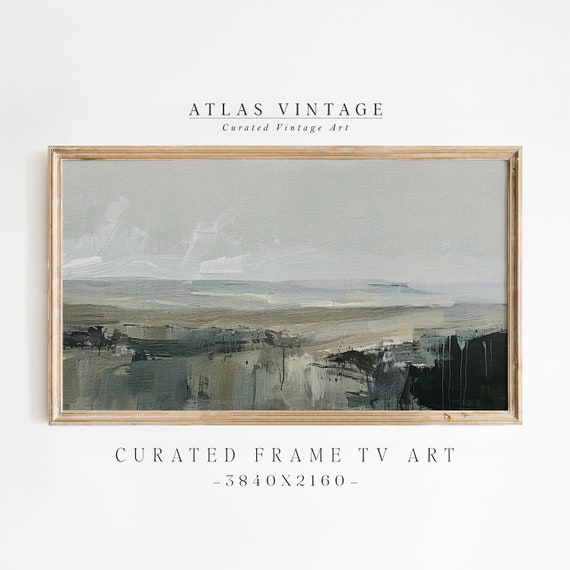 Green Modern Abstract Landscape Frame Tv Art Minimal Rustic Neutral Painting Tv Art Moody Beige Decor Earthy Summer Screensaver