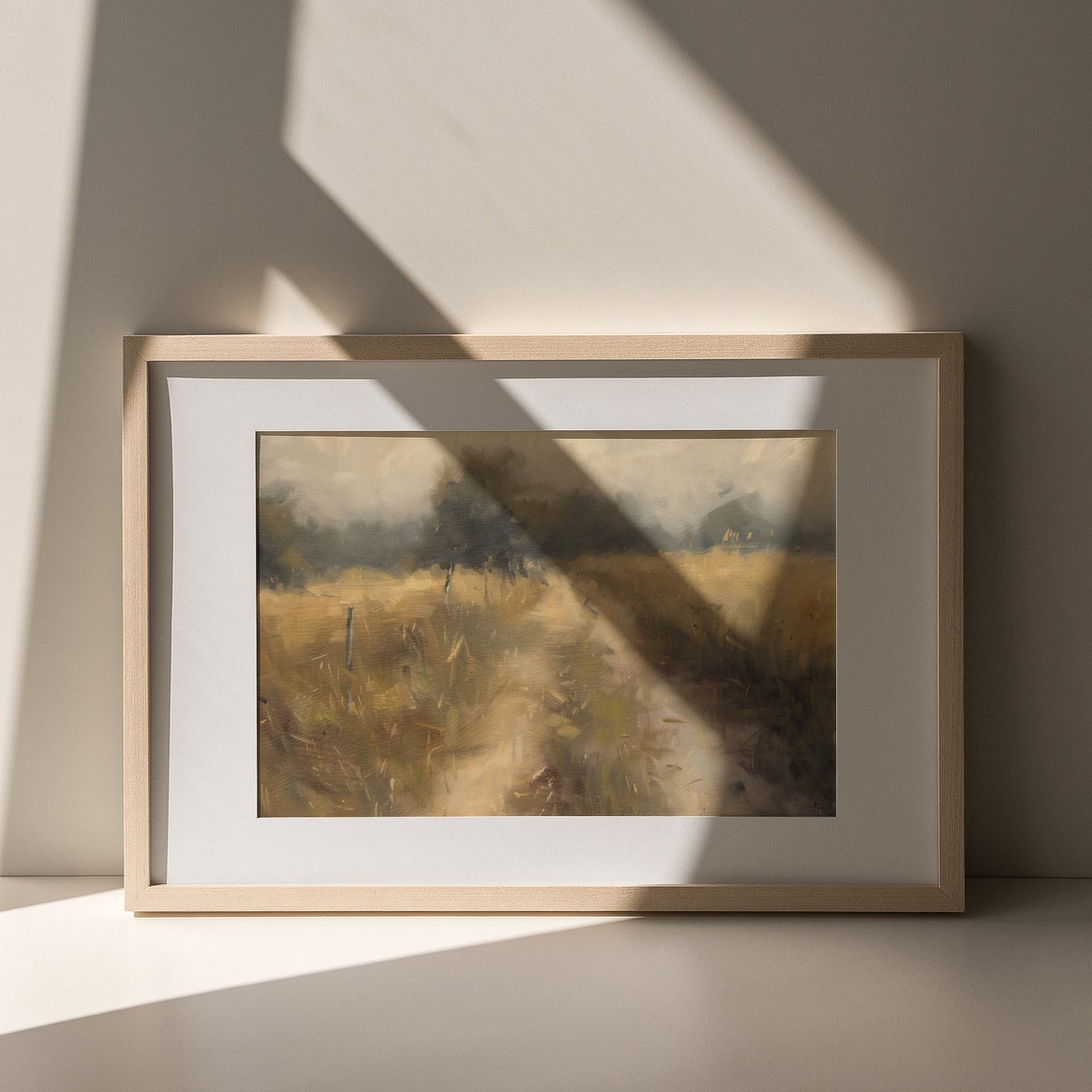 Misty Country Road Through a Golden Field Muted Landscape Poster - Image 5