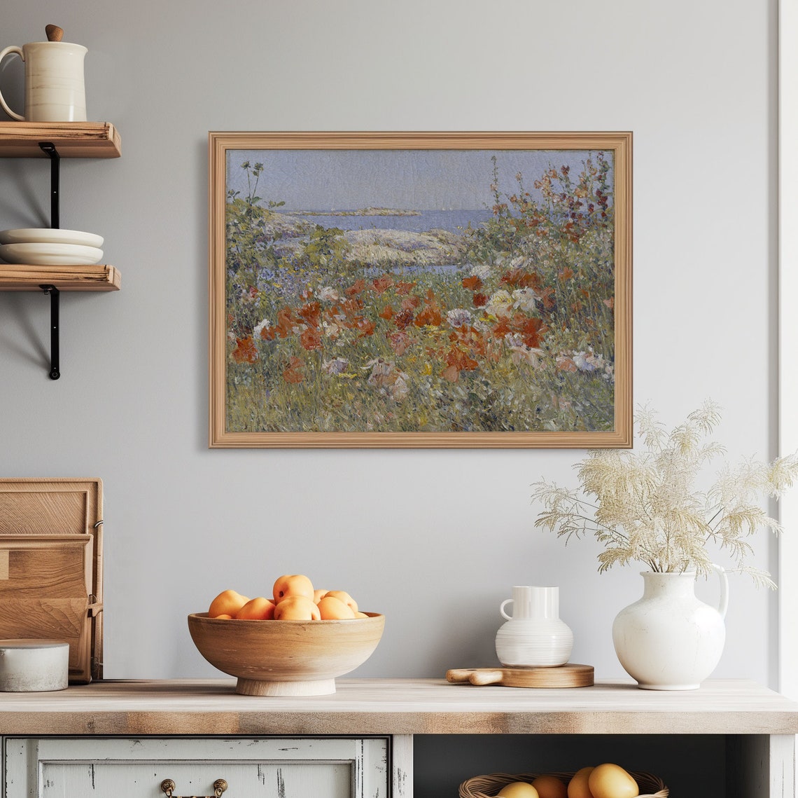 Coastal Wildflower Field Summer Painting Ocean Poppy Meadow Poster - Image 7
