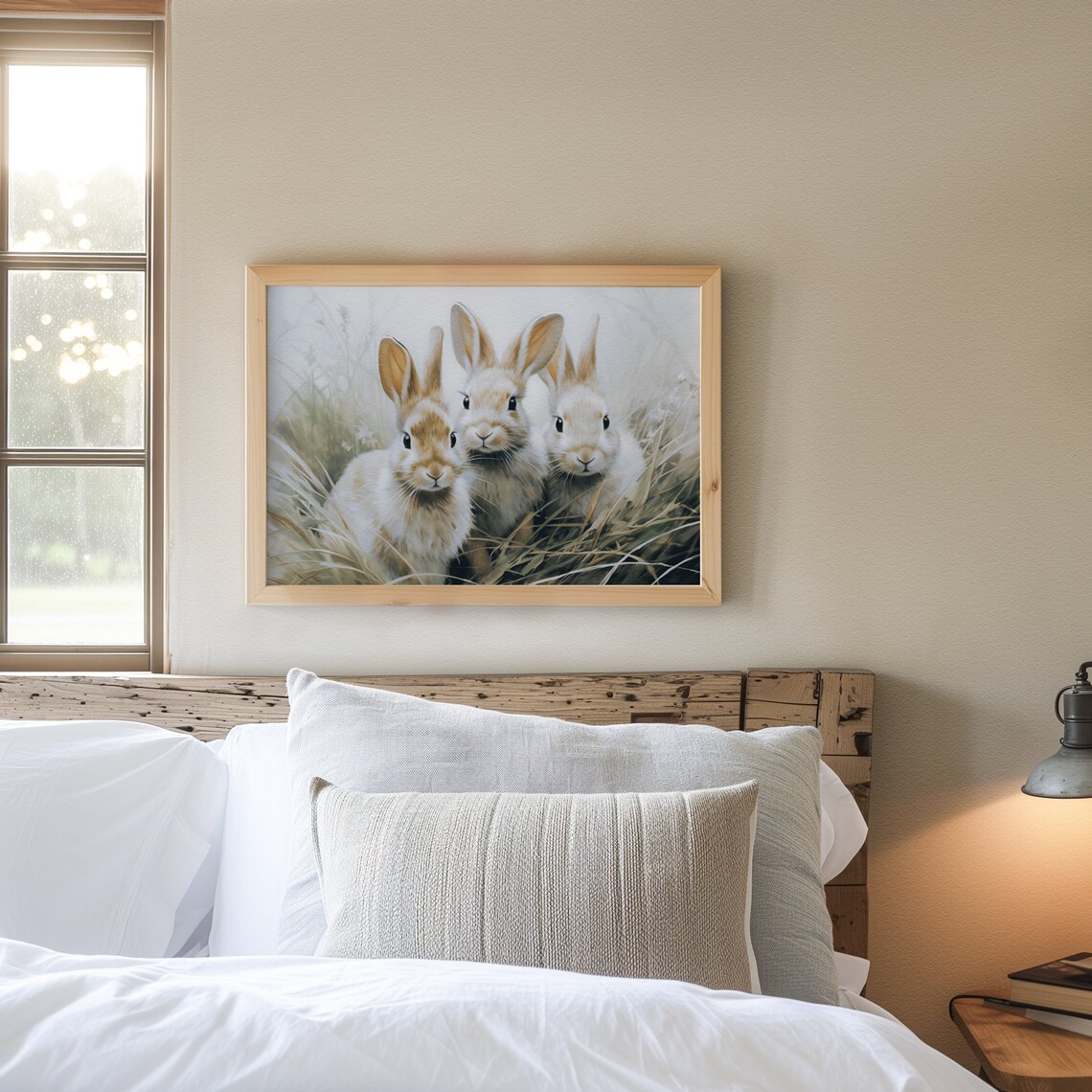 Three Sweet Vintage Bunnies Spring Meadow Grass Easter Nursery Wall Poster - Image 7