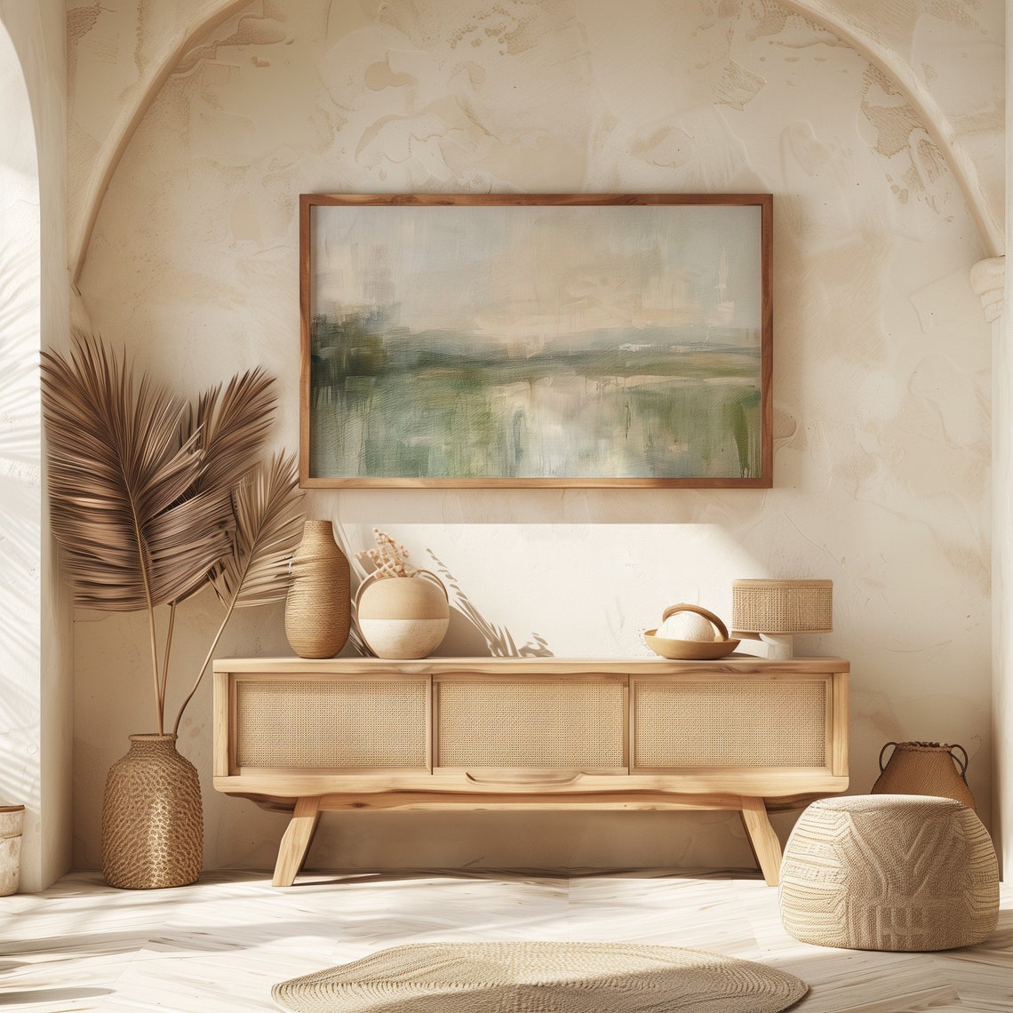 Green Modern Abstract Landscape Minimal Rustic Sage Painting Poster - Image 6