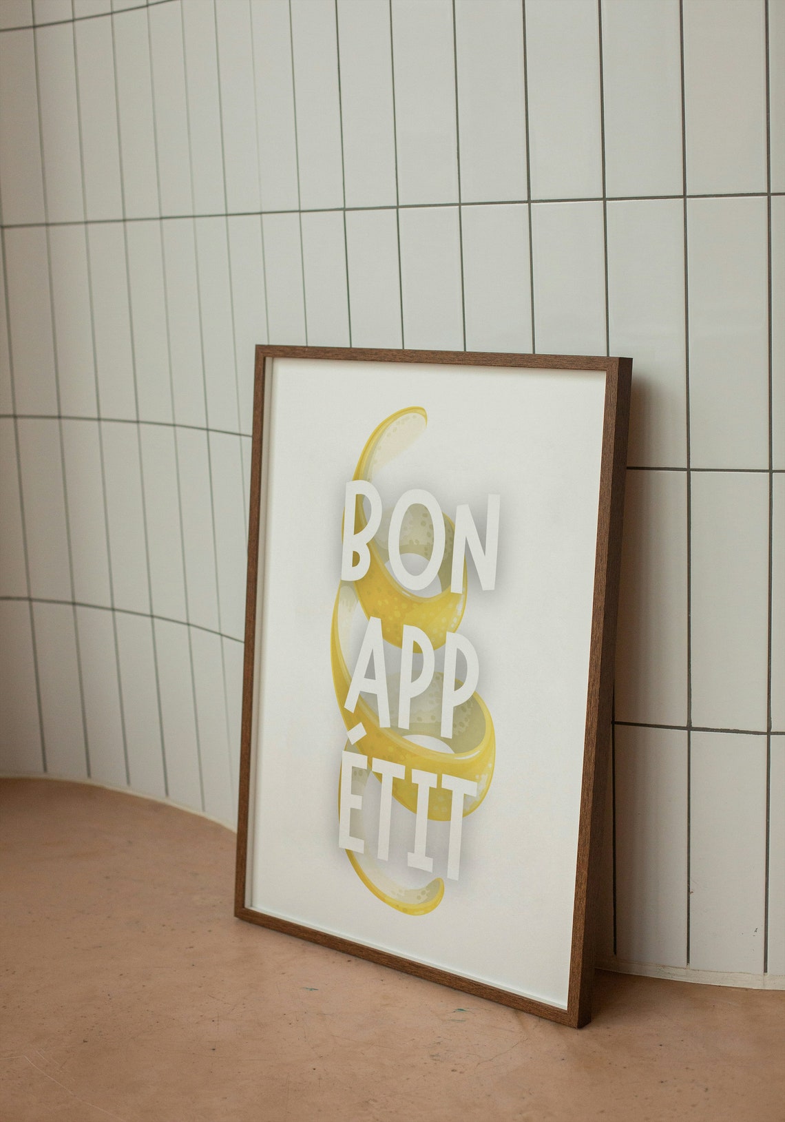 Bon Appetit Lemon Peel Twist Minimal White Citrus Food Art Poster - Image 3
