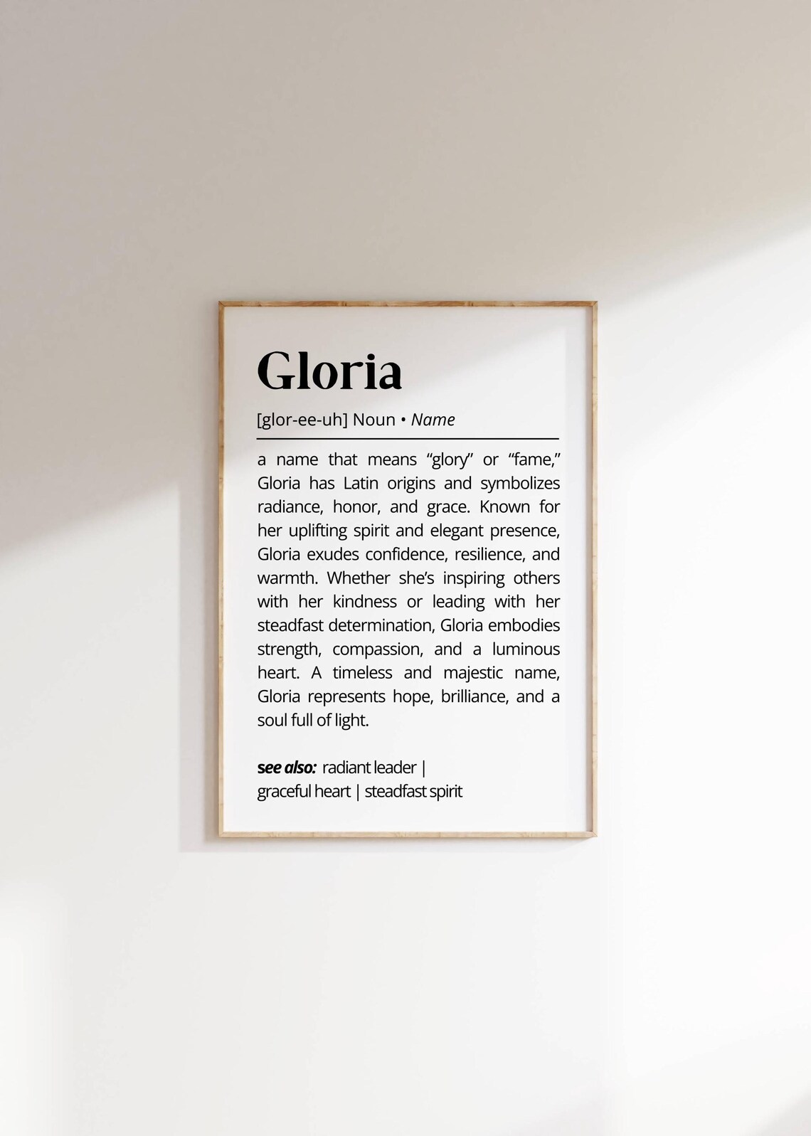 Gloria Name Definition Personalized Typography Poster