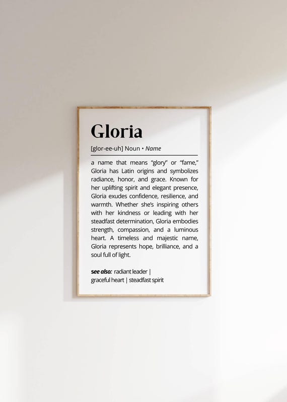 Gloria Name Definition Personalized Typography Poster