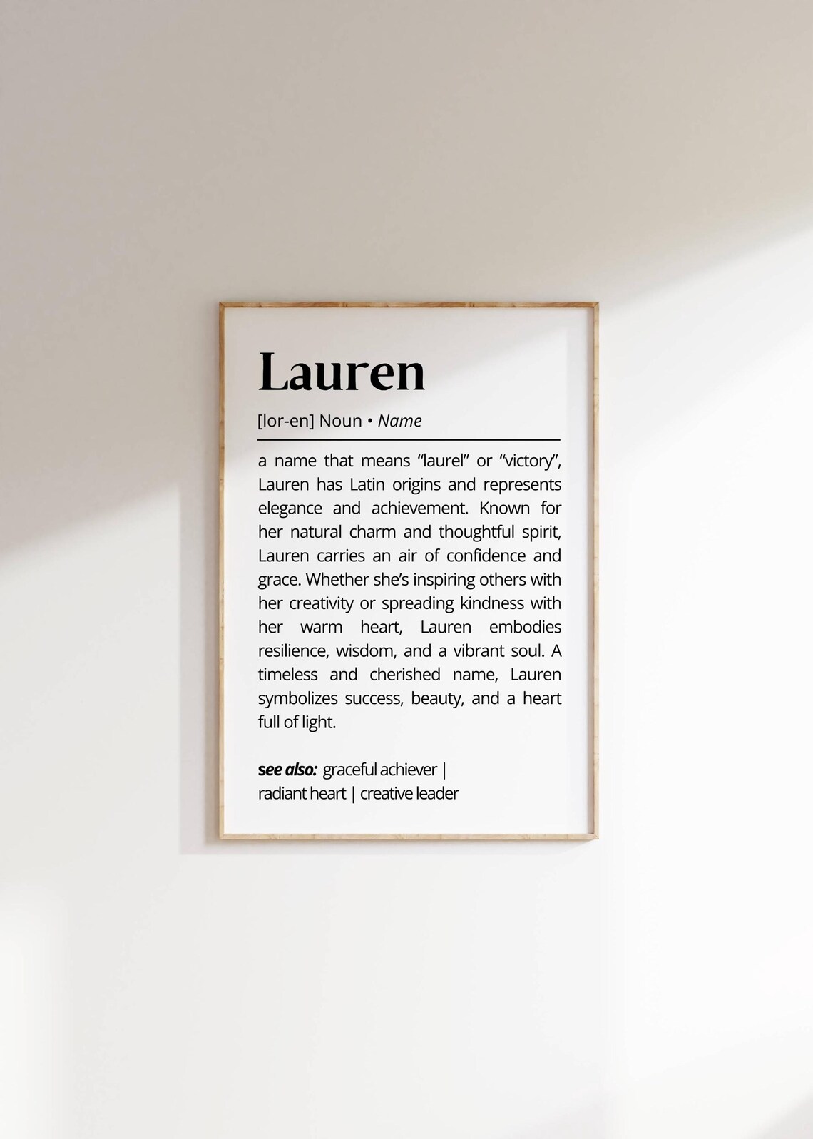 Lauren Name Definition Minimalist Typography Poster