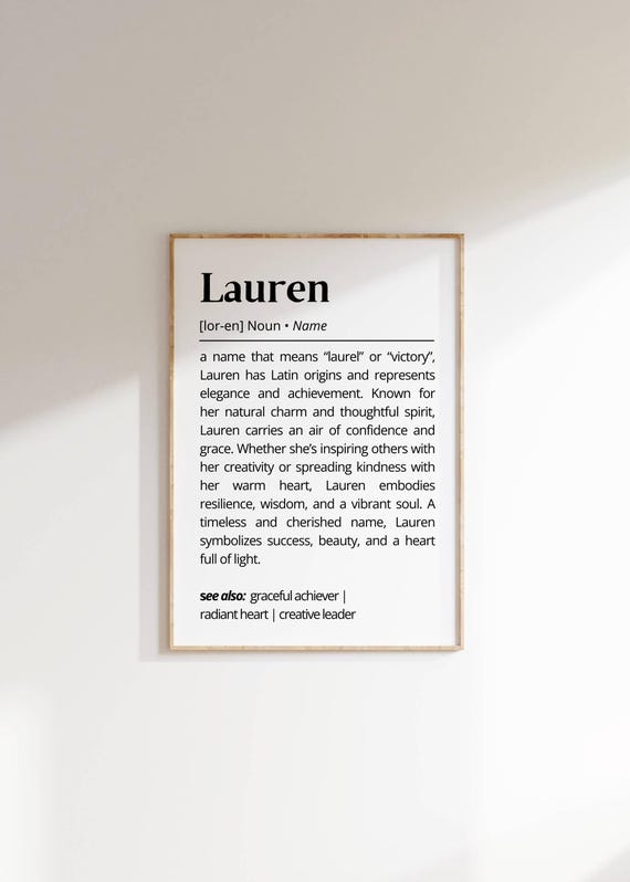 Lauren Name Definition Minimalist Typography Poster