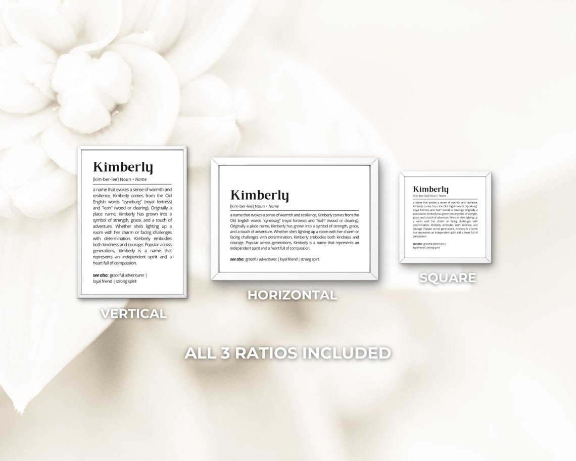 Kimberly Name Definition Print Personalized Meaning Grace Gift Art - Image 3