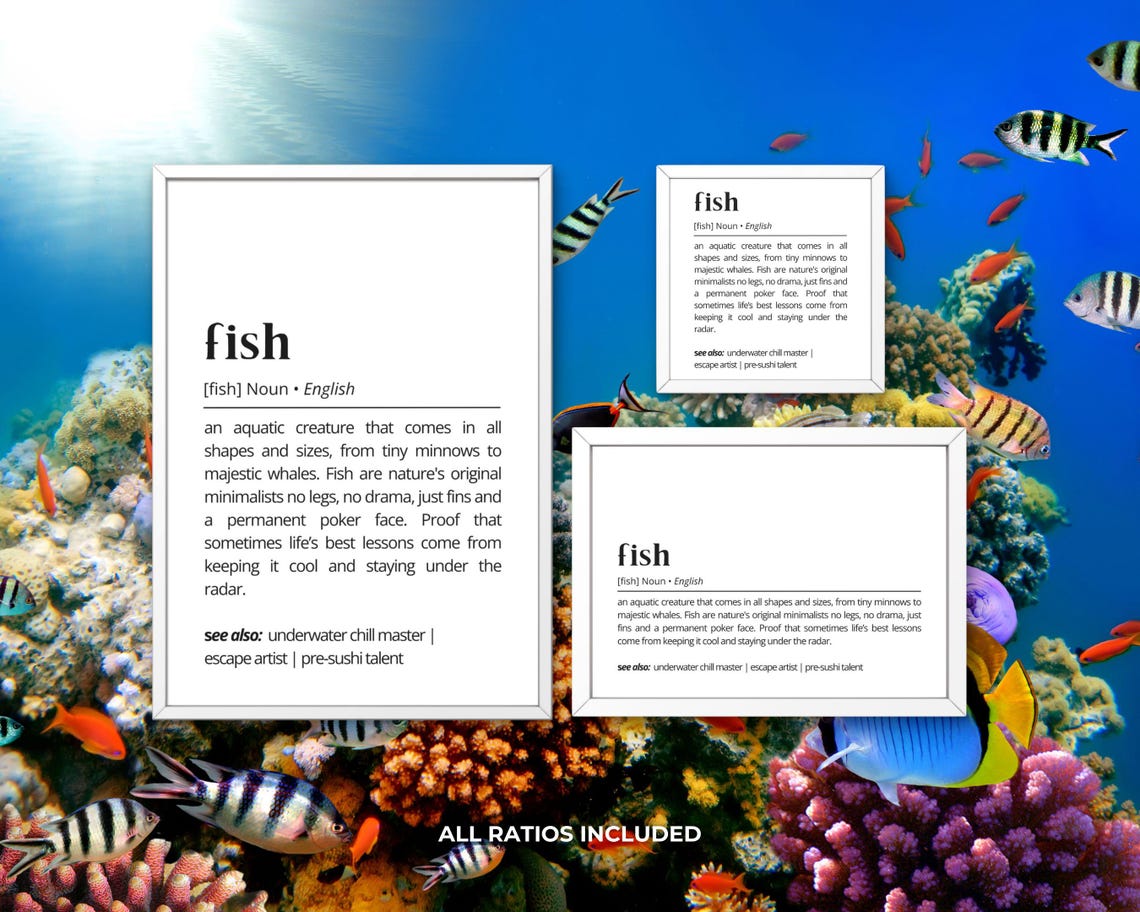 Fish Funny Dictionary Definition Poster Aquarium Fun Decor Gift - Image 3