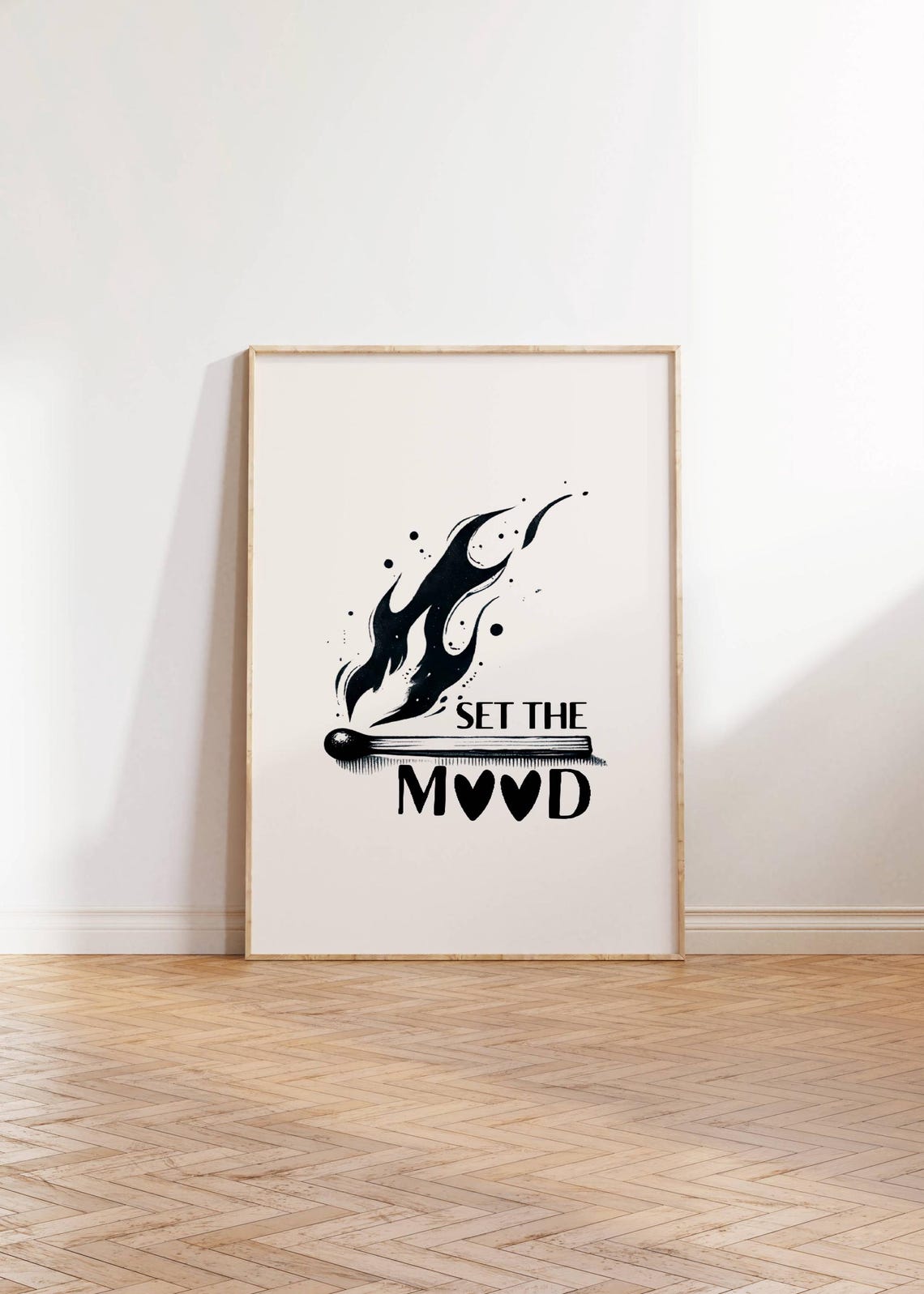 Set The Mood Romantic Matchstick Flame Heart Quote Wall Decor Poster - Image 3