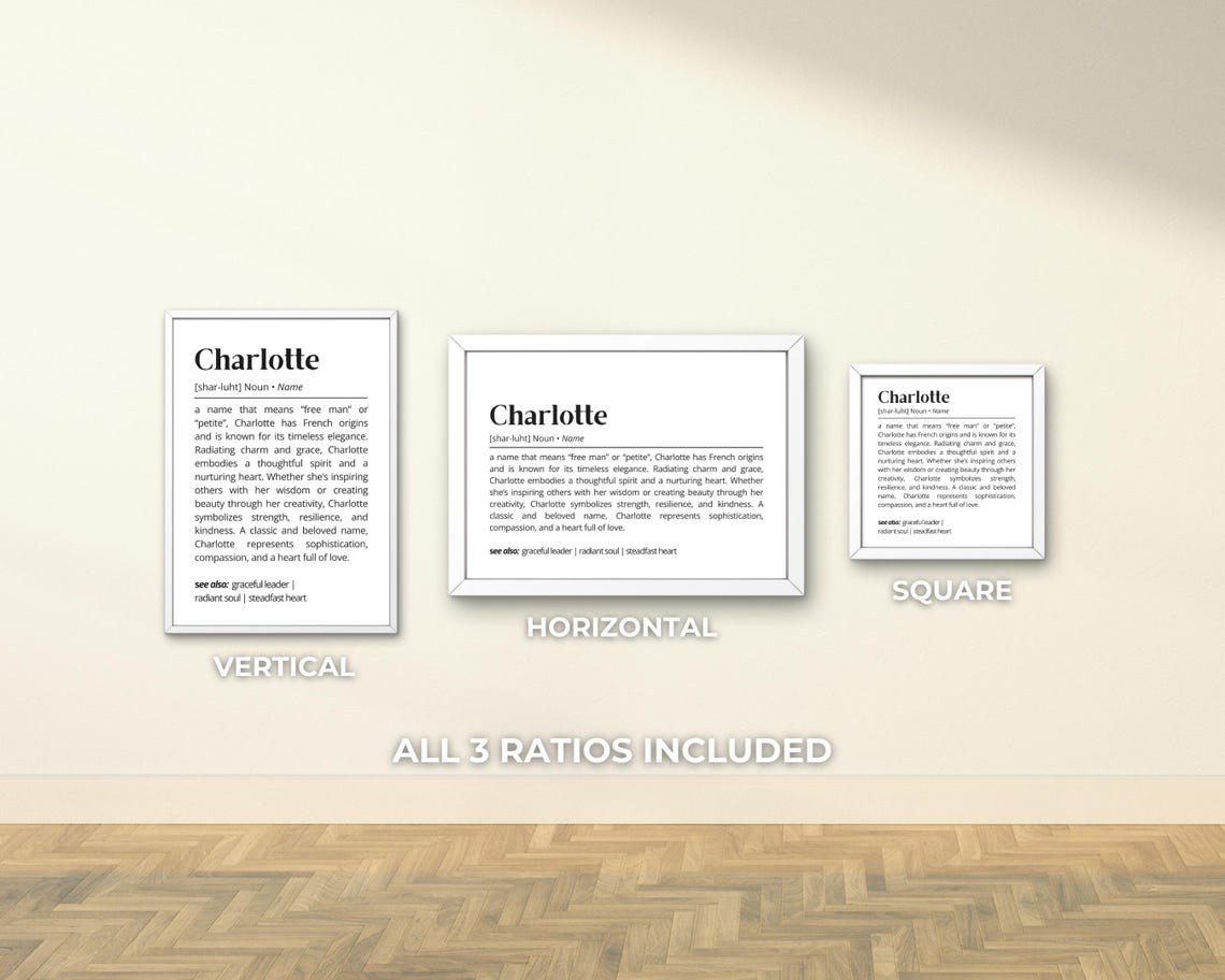 Charlotte Name Definition Dictionary Meaning Personalized Poster - Image 3