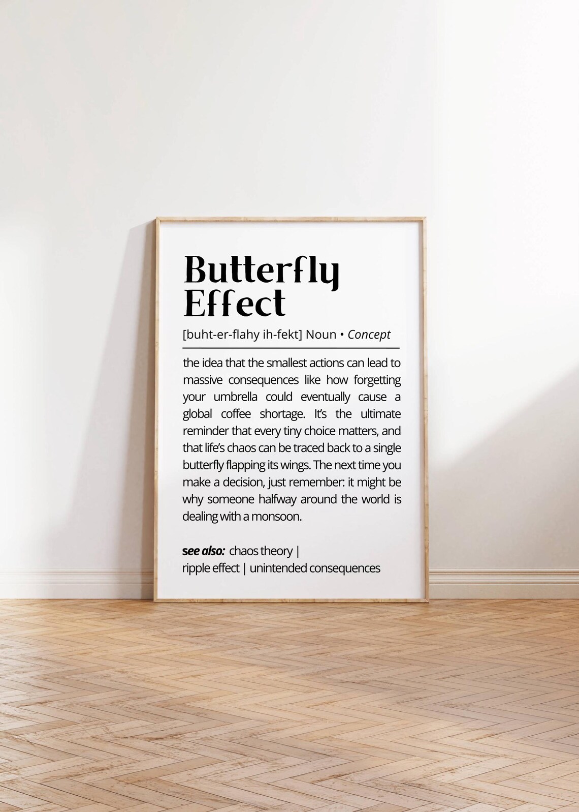 Butterfly Effect Definition Chaos Theory Motivation Typography Poster - Image 2