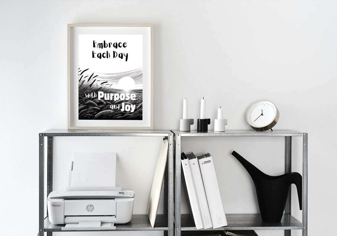 Embrace Each Day with Purpose and Joy Wheat Field Sunset Poster - Image 3