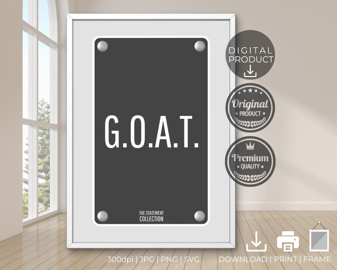 G O A T Greatest Of All Time Black Plaque Statement Sign Poster Decor - Image 3