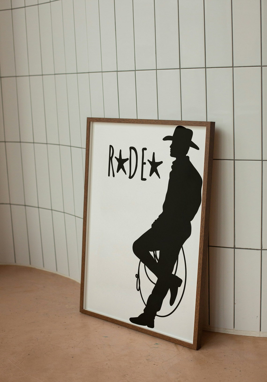 Rodeo Star Cowboy Silhouette Lasso Hand Lettered Western Decor Poster - Image 2
