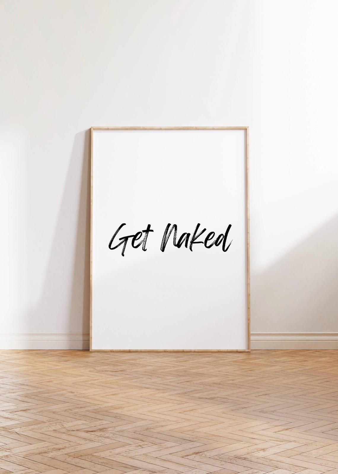 Get Naked Script Cheeky Playful Minimalist Bathroom Humor Poster
