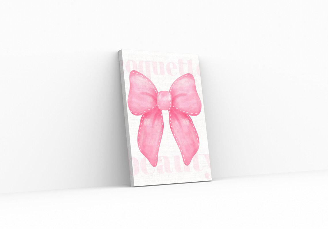 Coquette Beauty Pink Bow Watercolor Preppy Girly Dorm Wall Poster - Image 3