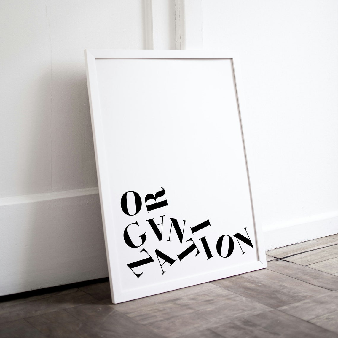 Organization Wavy Typography Black White Minimalist Motivational Word Art Poster - Image 3