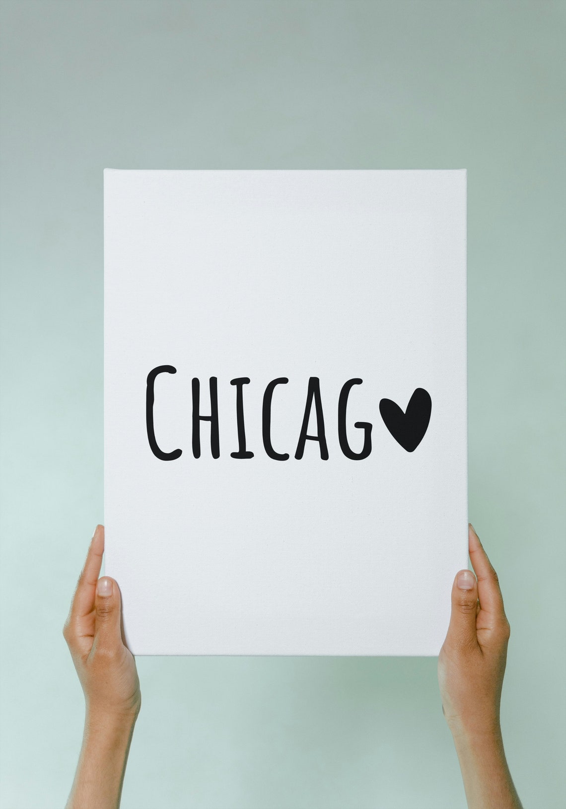 Chicago Heart Typography Minimalist Black White City Lover Wall Poster - Image 2