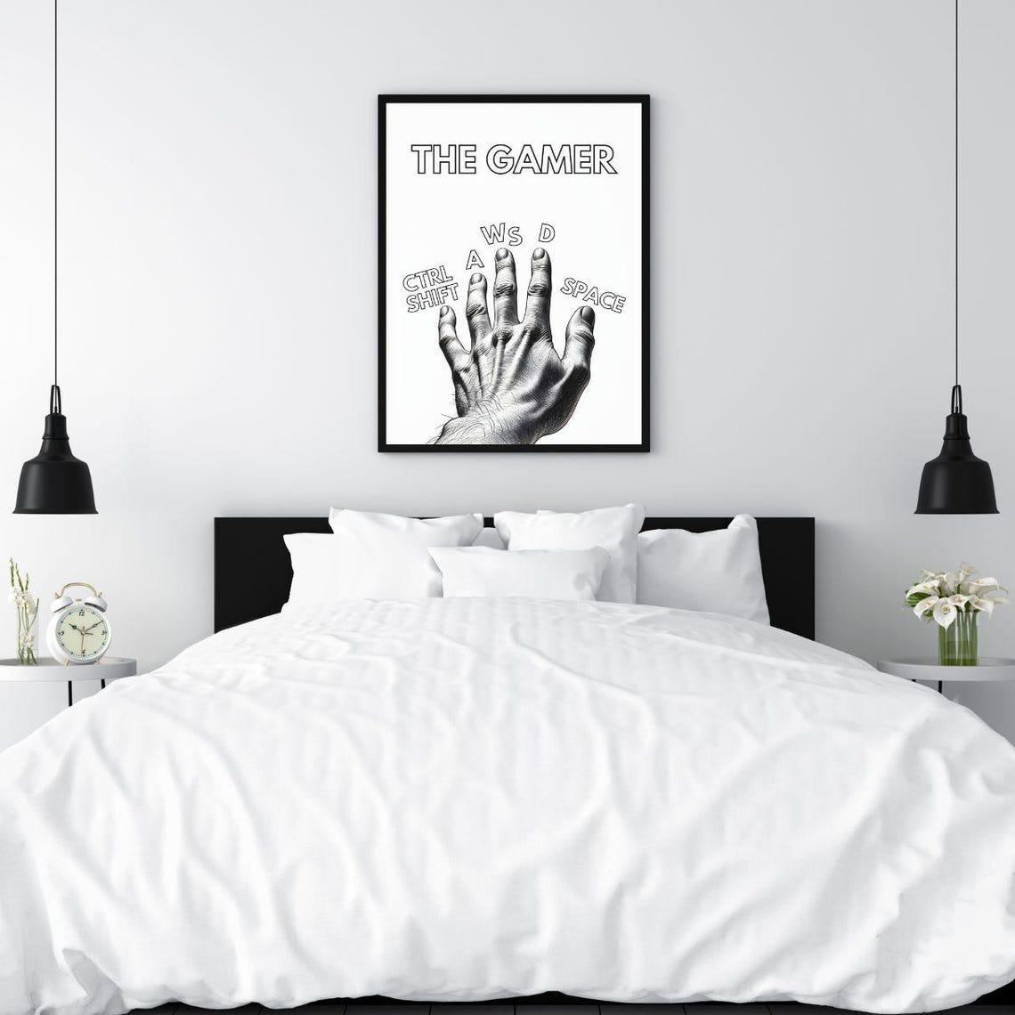 The Gamer Engraved Hand WASD Keyboard Art Gaming Room Poster - Image 3