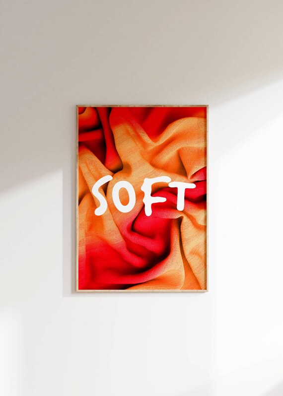 Soft Texture Wall Art Warm Red And Orange Fabric Design Cozy Home Decor Inspirational Wall Art For Bedroom Living Room Gift Softness Artwork