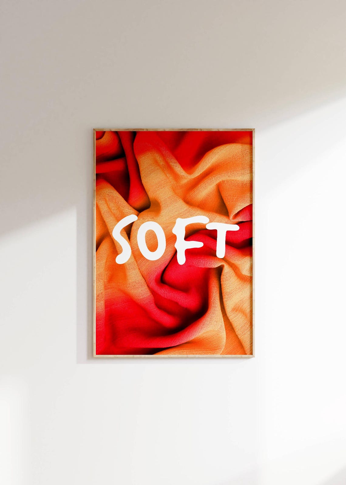 Soft Warm Red Orange Fabric Texture Cozy Minimalist Quote Poster
