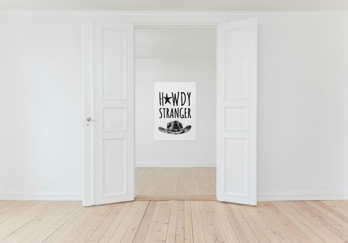 Howdy Stranger Cowboy Hat Sketch Western Typography Ranch Poster - Image 2
