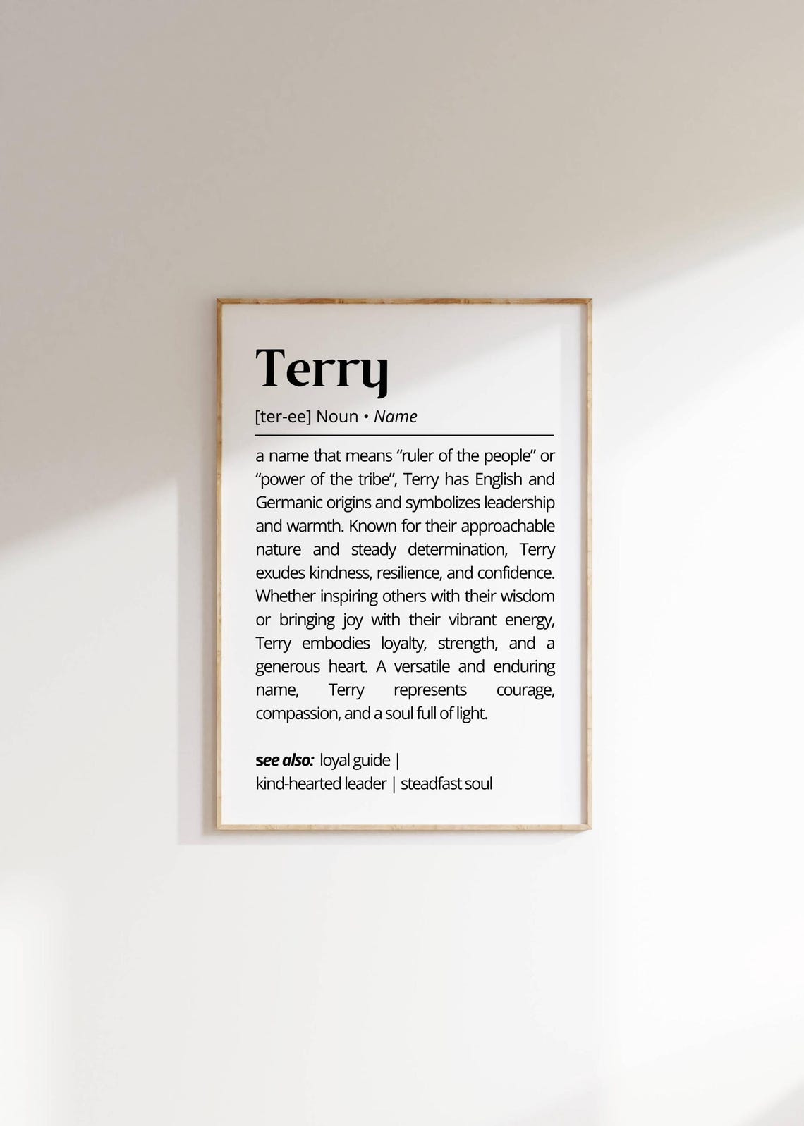 Terry Name Meaning Dictionary Definition Personalized Gift Poster
