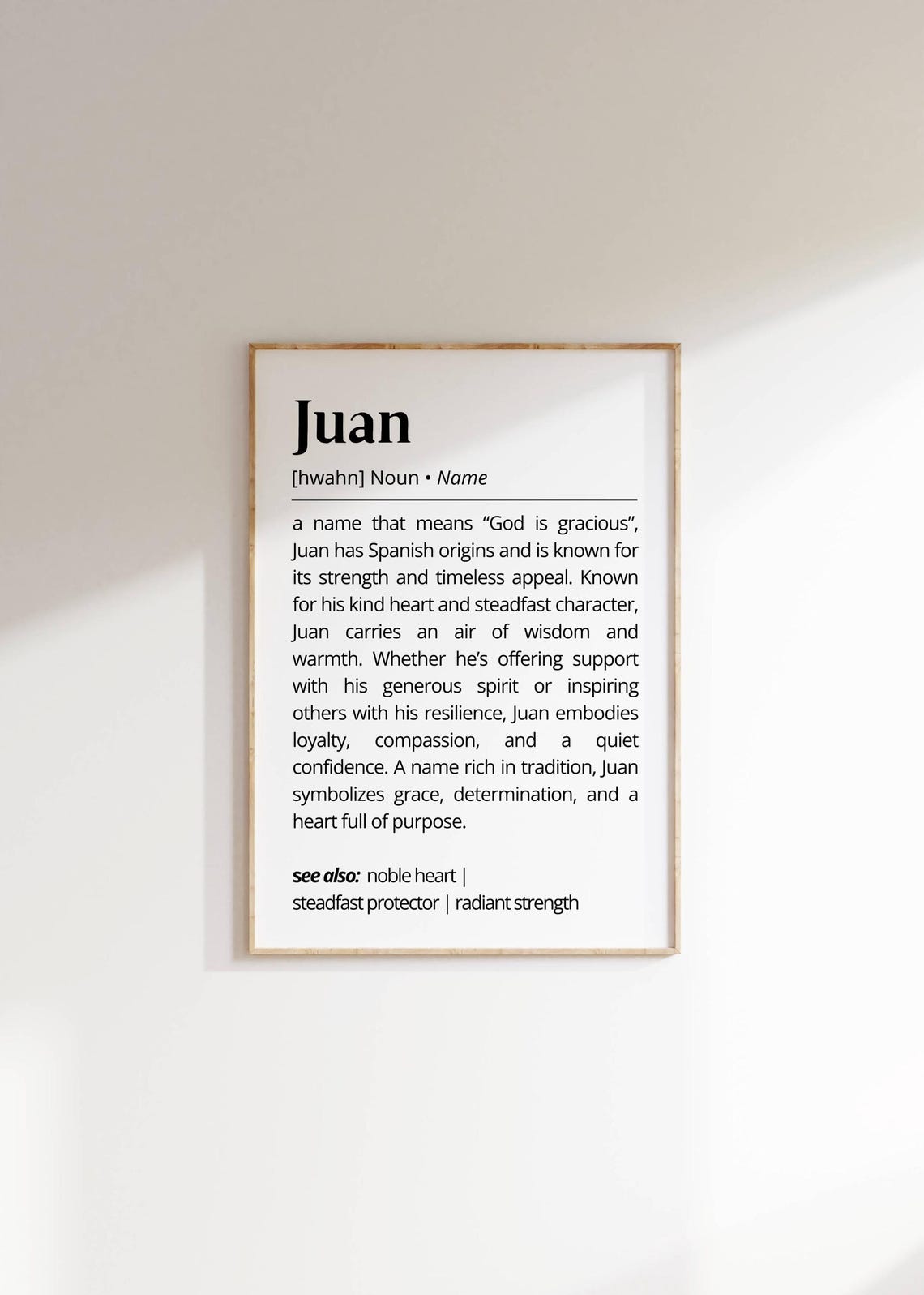 Juan Name Definition Wall Art Personalized Name For Him Inspirational Typography Gift Unique Minimalist Name Meaning Art Decor