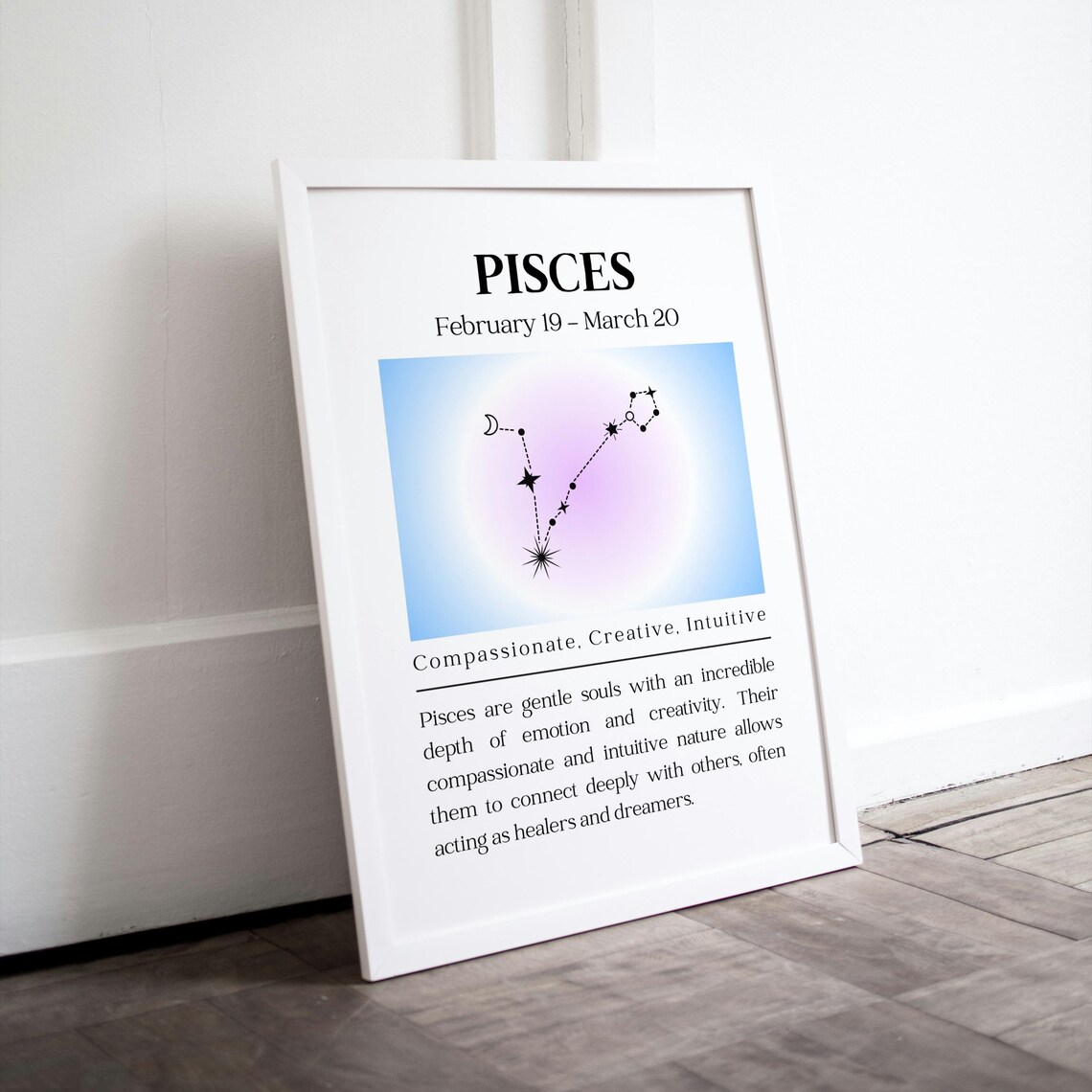 Pisces Zodiac Constellation Star Sign Poster Feb March Astrology Decor - Image 2