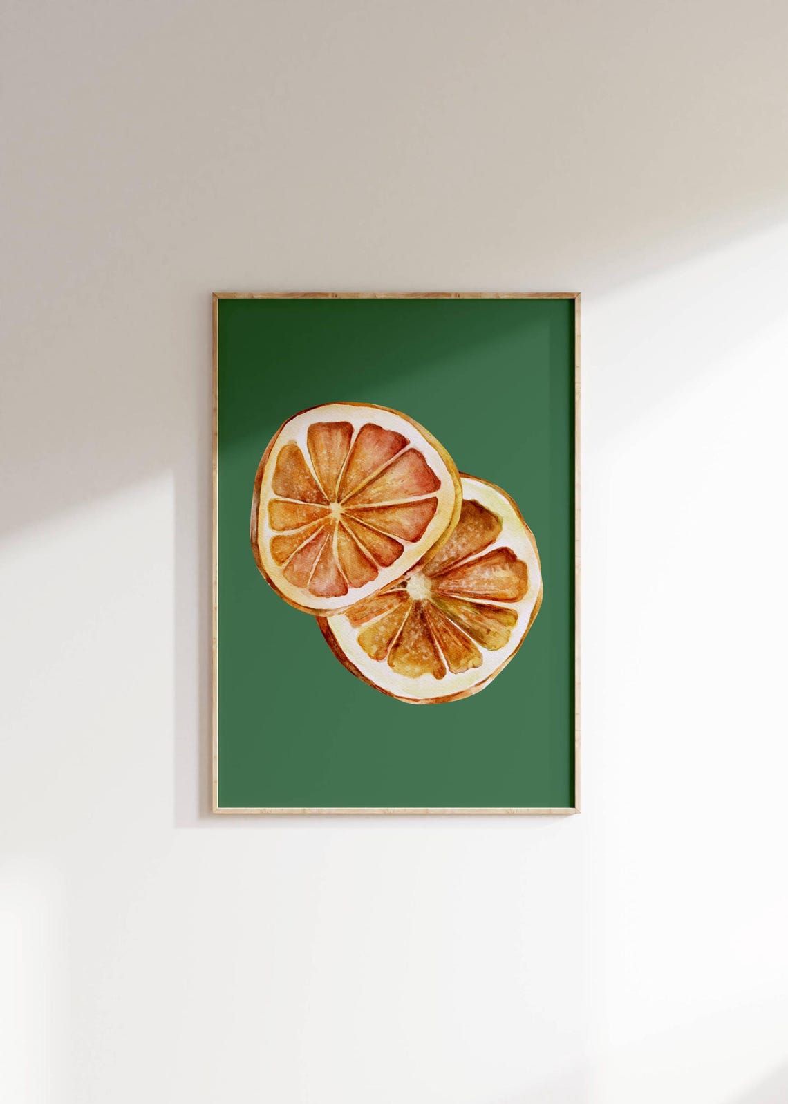 Dried Citrus Orange Slices Watercolor Boho Kitchen Botanical Poster