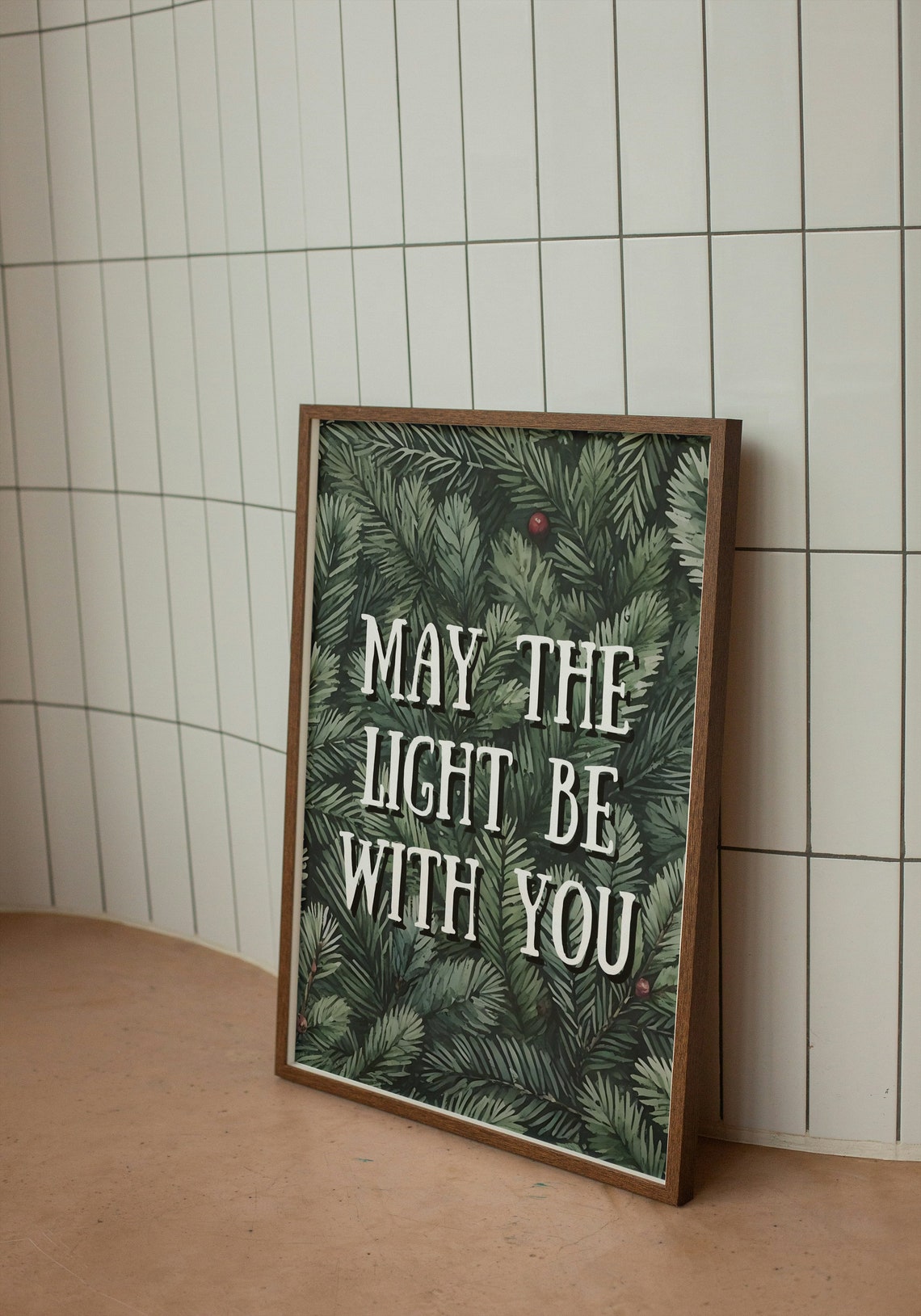 May The Light Be With You Evergreen Pine Branch Winter Poster - Image 2