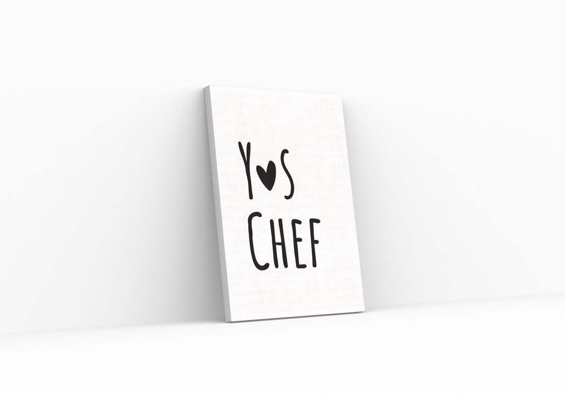 Yes Chef Big Heart Lettering Funny Quote Kitchen Cooking Poster - Image 4