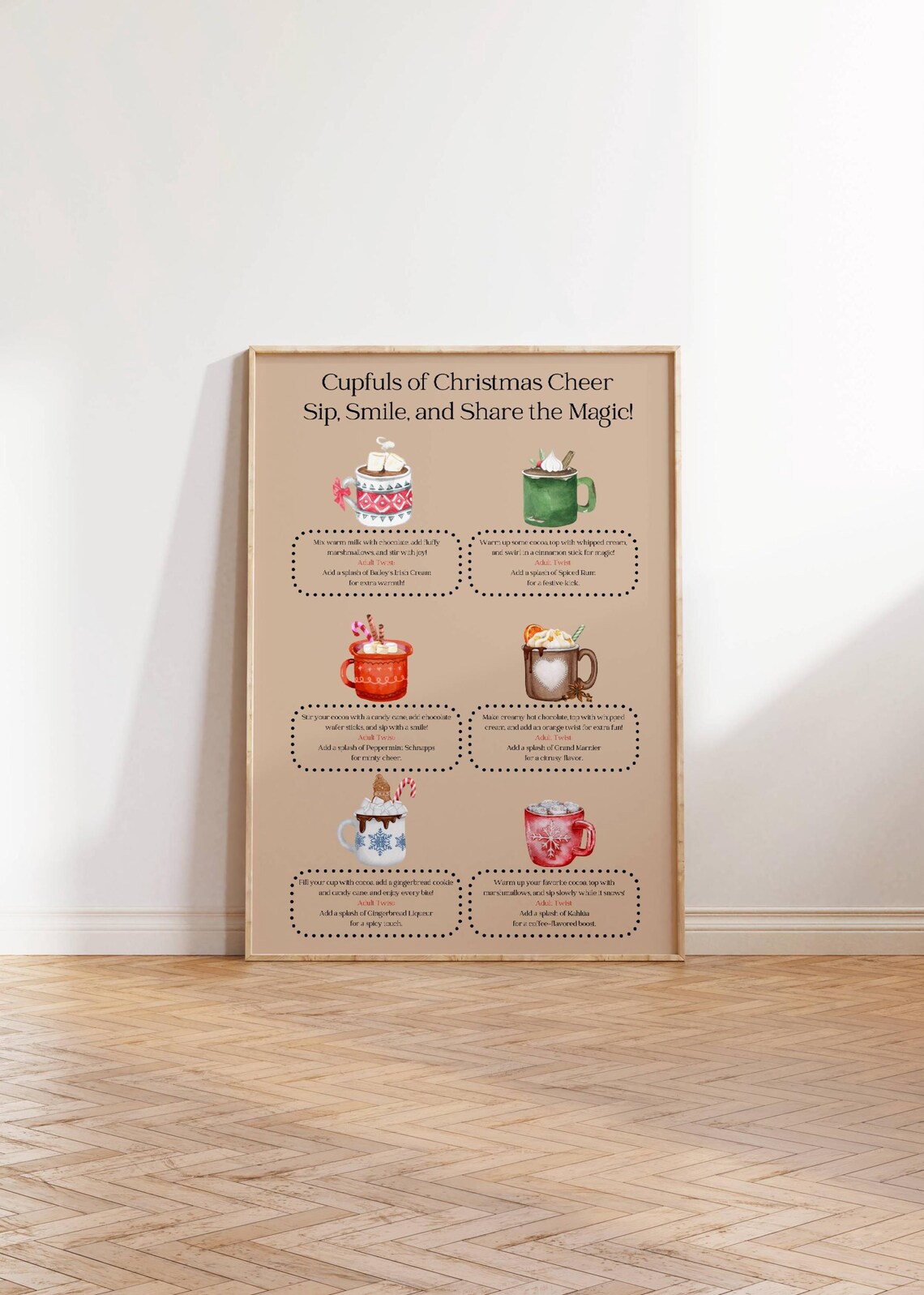 Cupfuls Of Christmas Cheer Cocoa Recipes Holiday Mug Wall Poster - Image 2