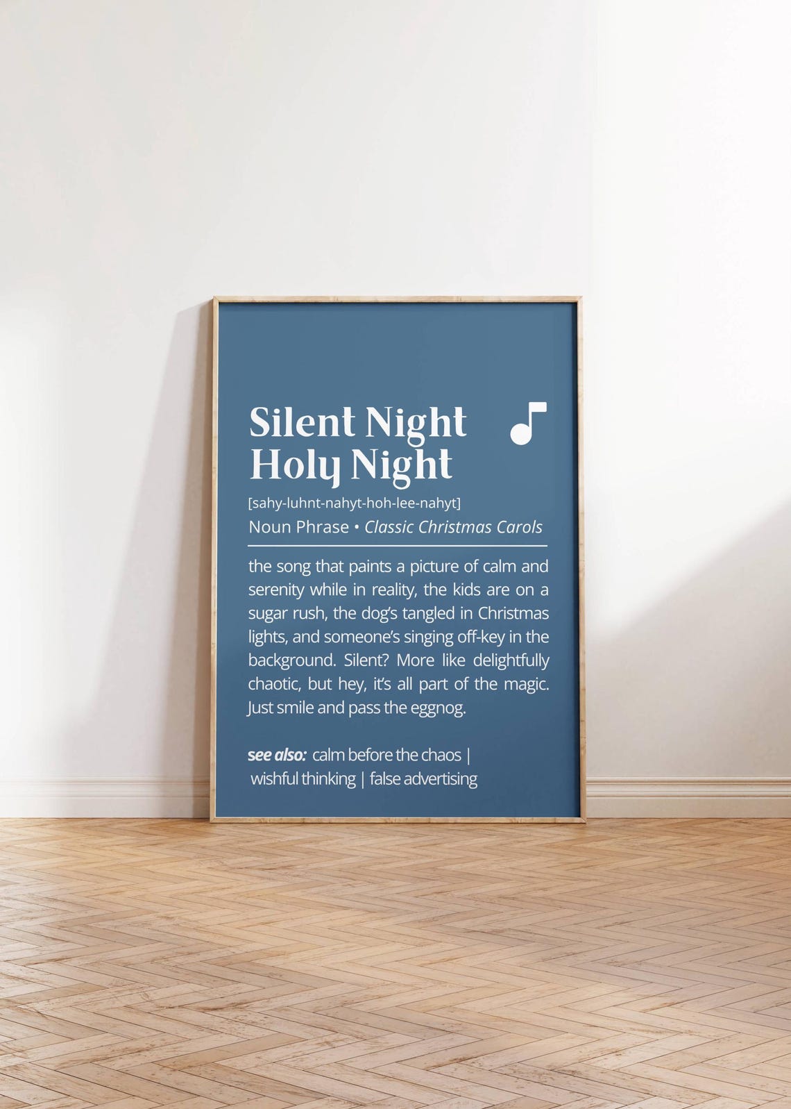 Silent Night Holy Night Funny Christmas Carol Definition Blue Poster - Image 2