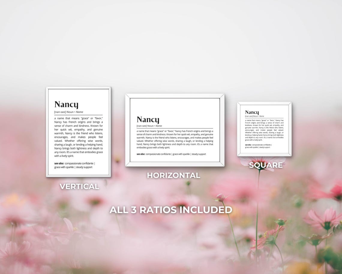 Nancy Name Definition Print Personalized Meaning Elegant Gift Art - Image 3
