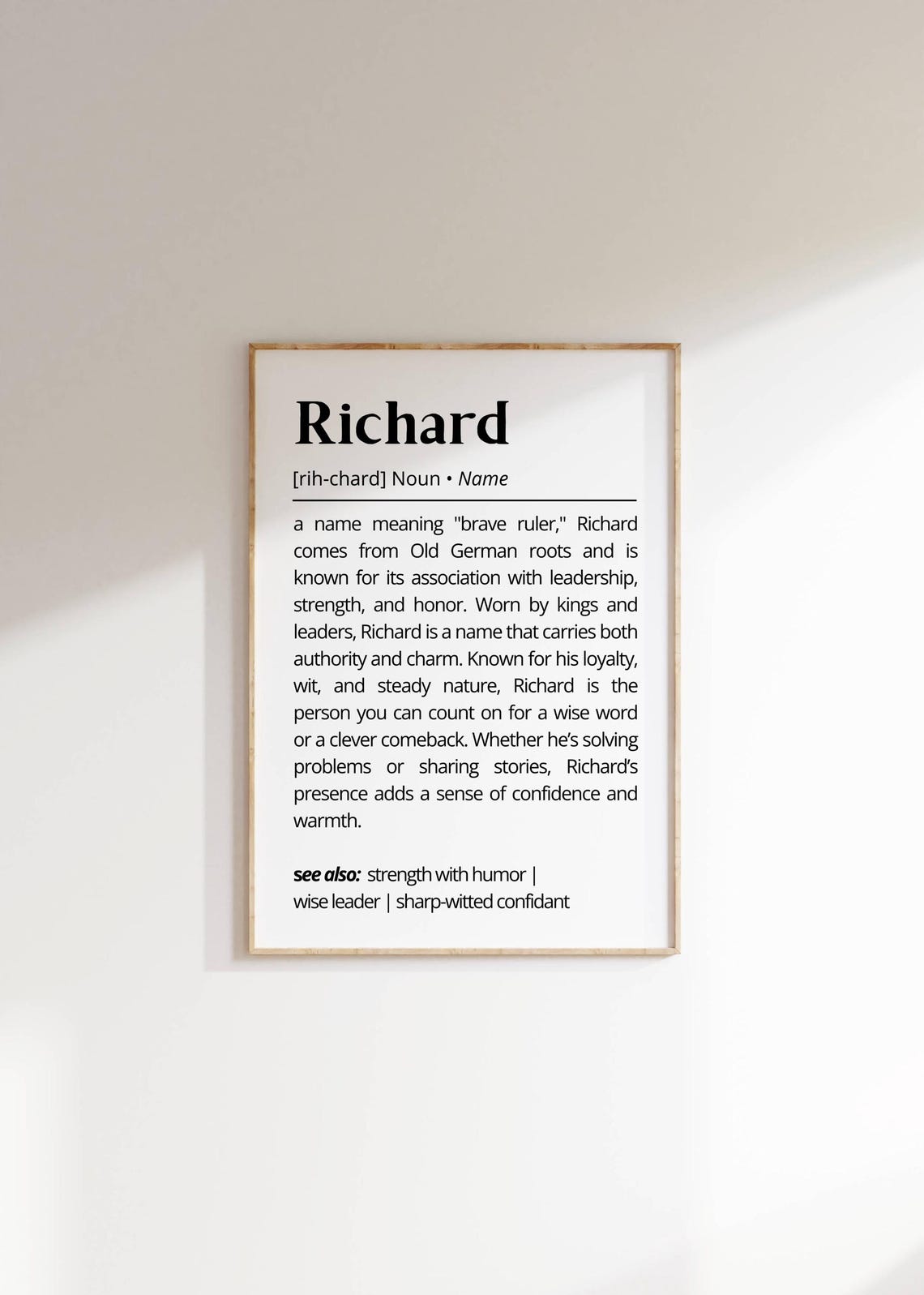 Richard Name Definition Wall Art Modern Name Quote Print Personalized Name Gift For Men Inspiring Home Art Decor Minimalistic Name Poster - Image 2