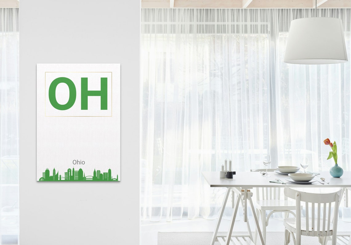 Ohio OH Green Typography Skyline Silhouette State Pride Poster - Image 3