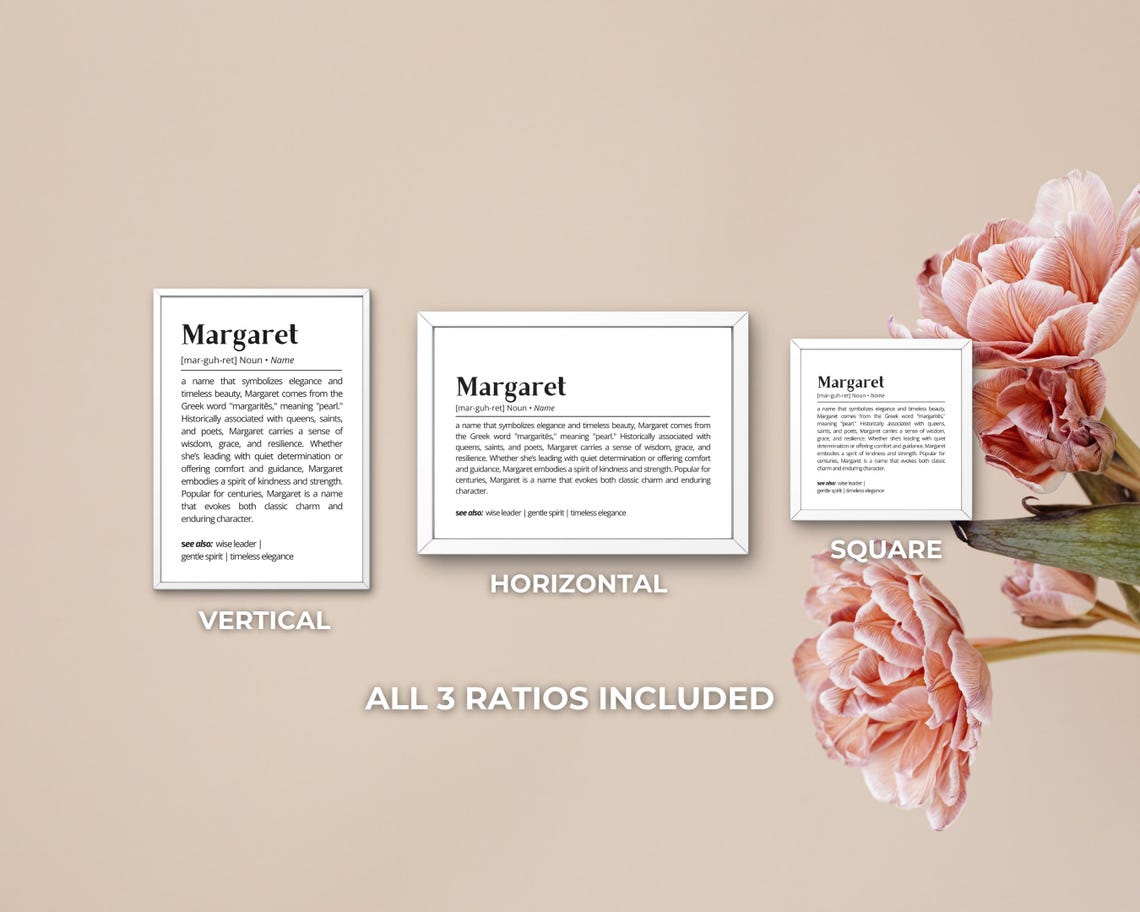 Margaret Name Definition Print Personalized Meaning Pearl Gift Art - Image 3