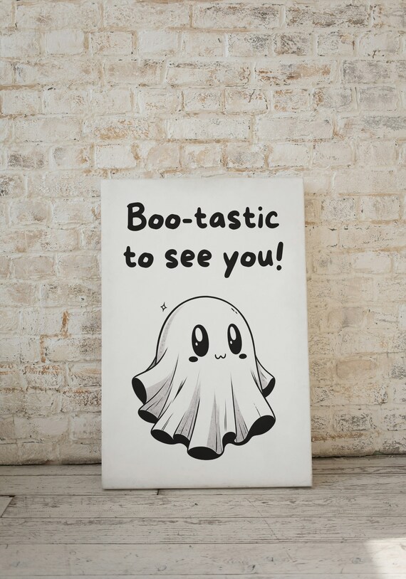 Halloween Wall Art Cute Spooky Ghost Wall Art Typography Poster Halloween Art Prints Spooky Poster Cute Ghost Svg Gallery Wall Art