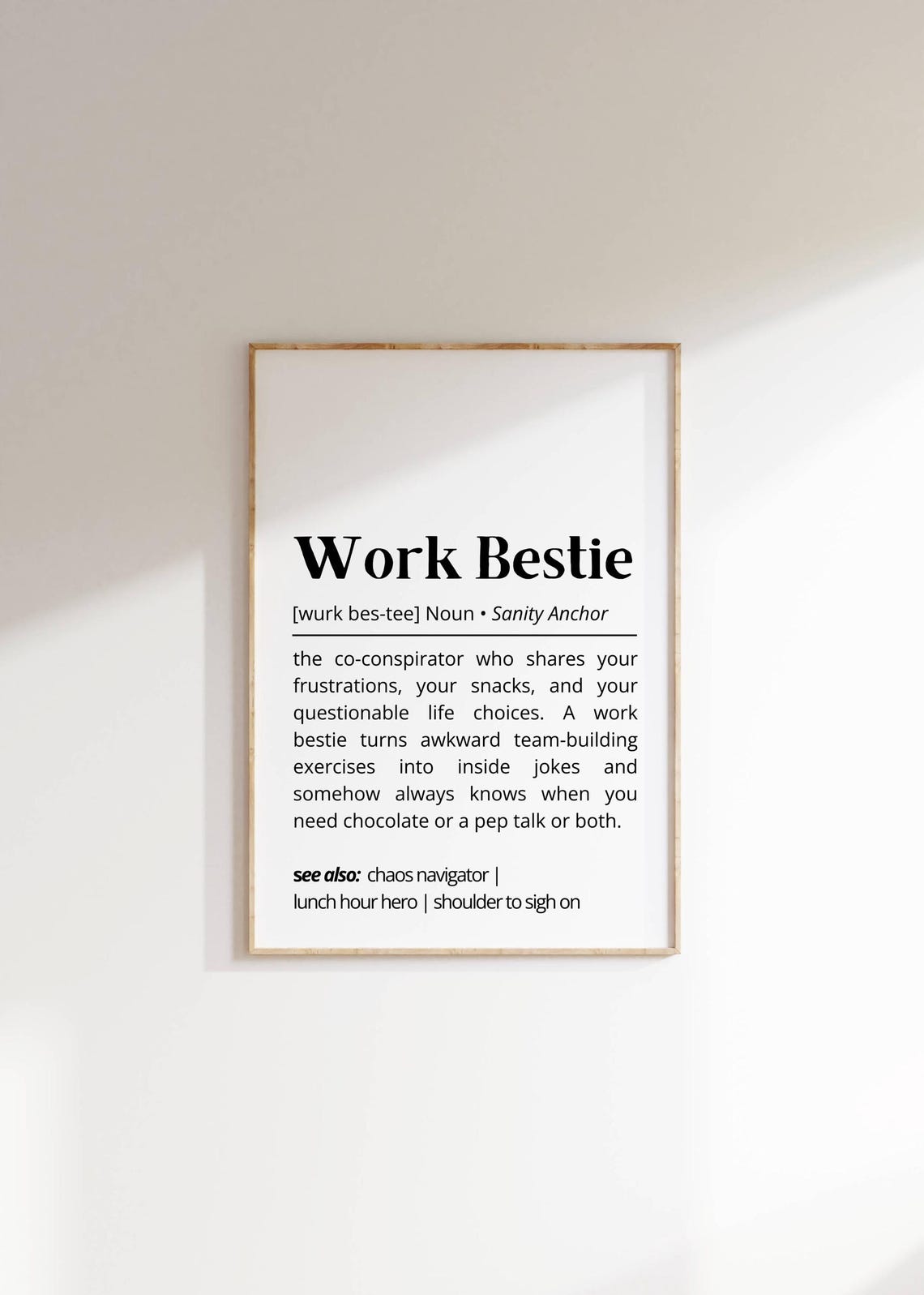 Work Bestie Definition Funny Office Friend Gift Poster Decor