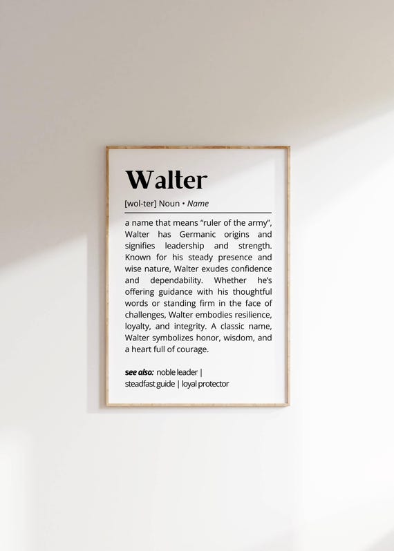 Walter Name Definition Minimalist Name Meaning Wall Art Unique Name Personalized Gift For Him Family Collegues Typography Poster
