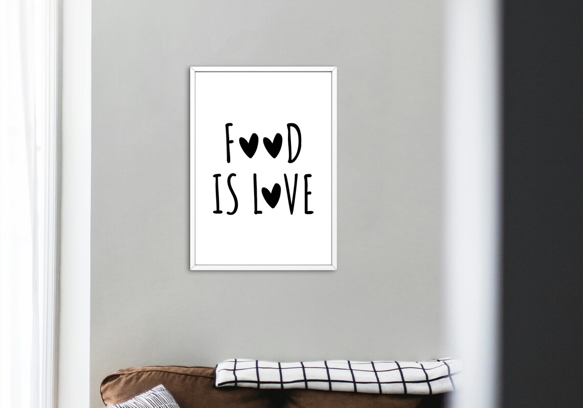 Food Is Love Modern Kitchen Quote Art Print - Image 3