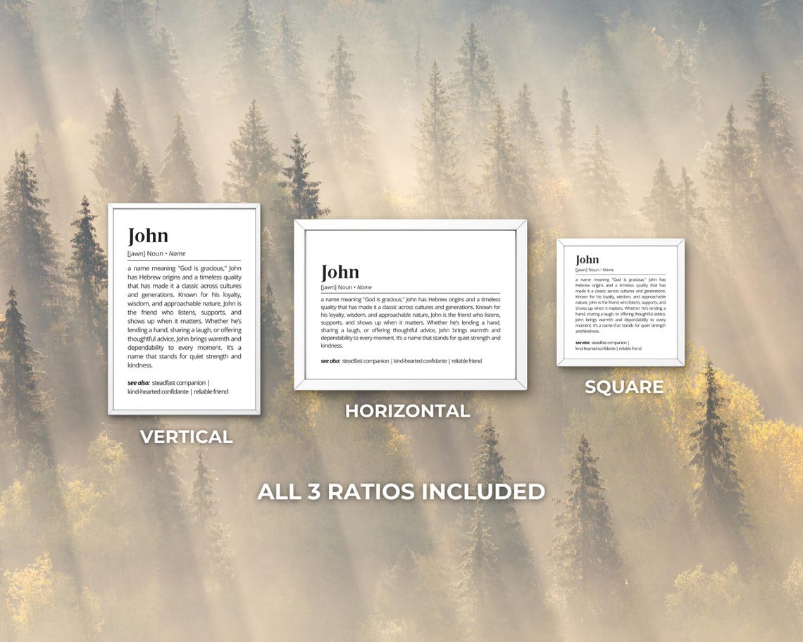 John Name Definition Wall Art Personalized Classic Name Poster Gift For Him Timeless Custom Art Print Meaningful Gift For Family Friends - Image 3