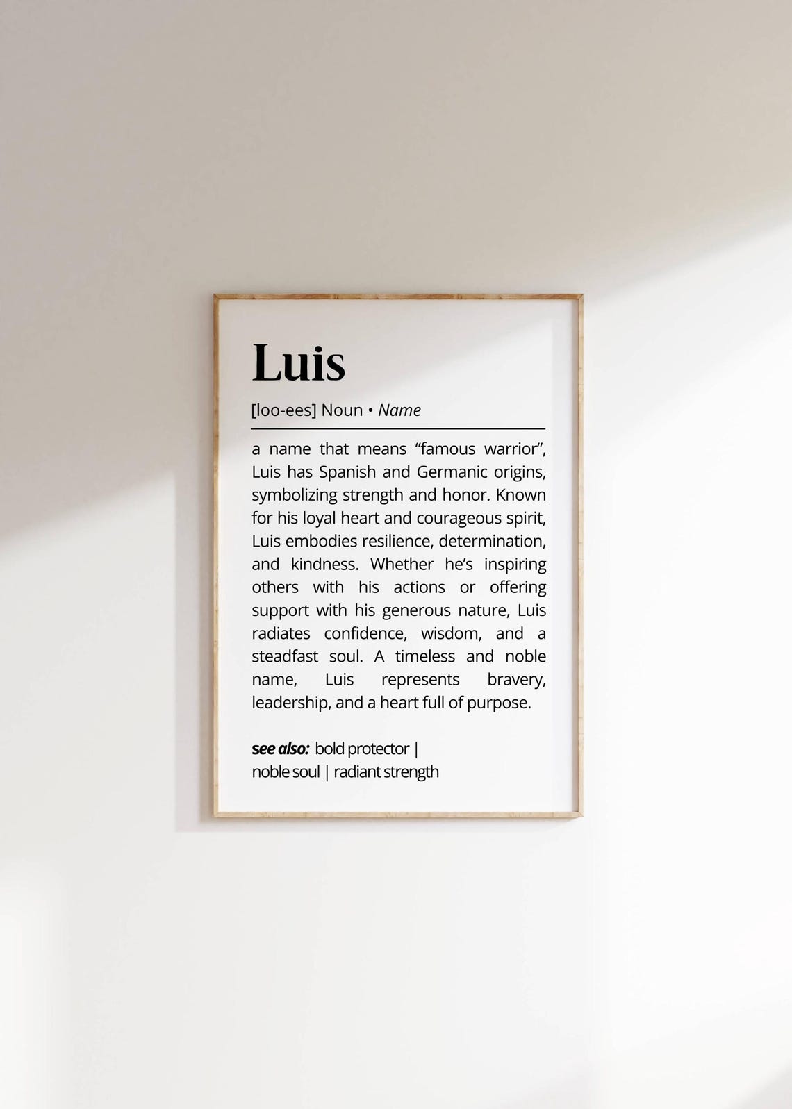 Luis Name Meaning Dictionary Definition Personalized Gift Poster