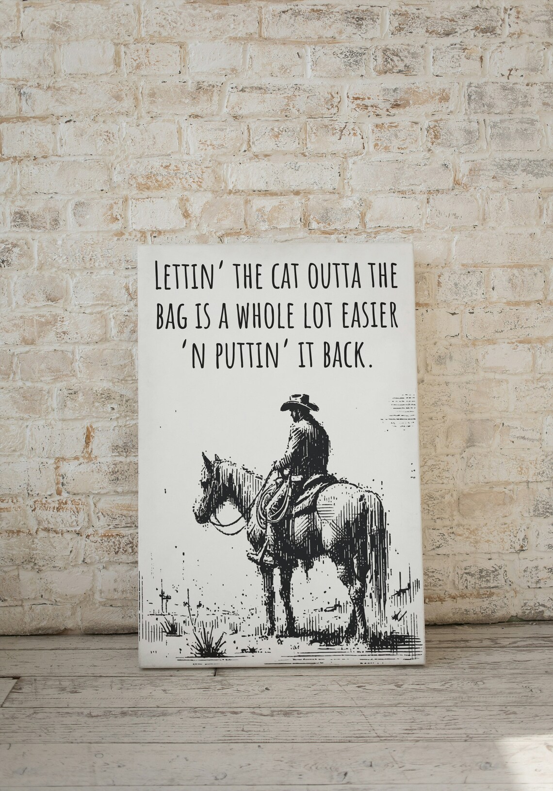 Letting the Cat Out of the Bag Cowboy Horse Western Wisdom Poster - Image 2