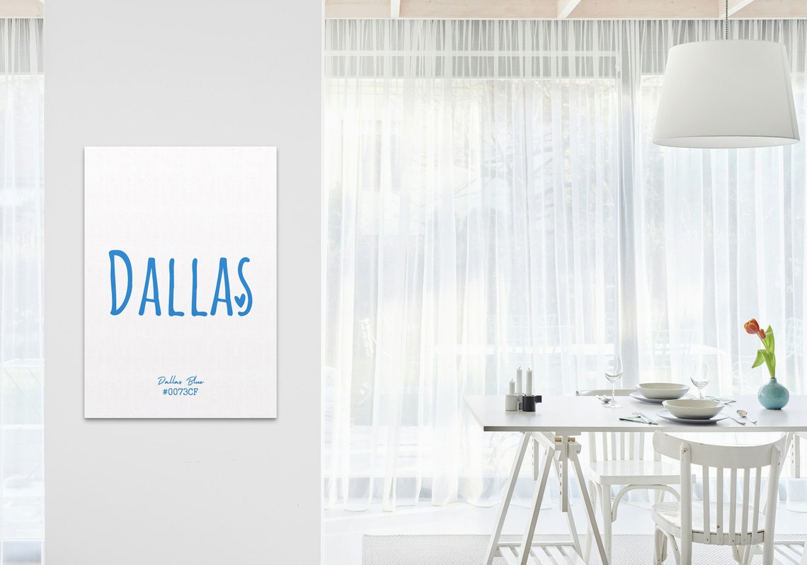 Dallas Texas Blue Heart Typography Minimalist City Decor Poster - Image 3