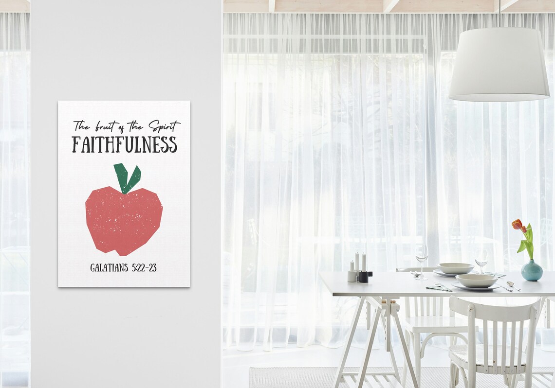 Fruit of the Spirit Faithfulness Red Apple Bible Verse Decor Poster - Image 3