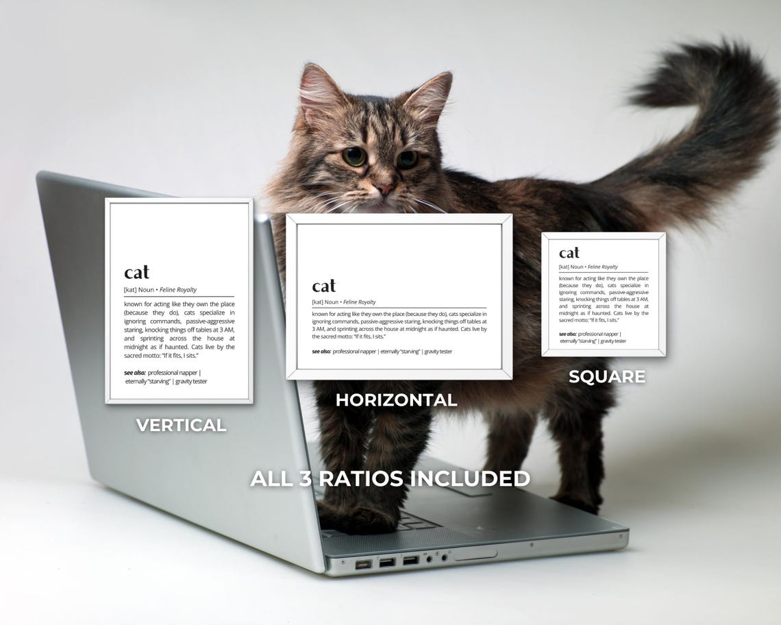 Cat Definition Funny Dictionary Style Feline Royalty Humor Poster - Image 3